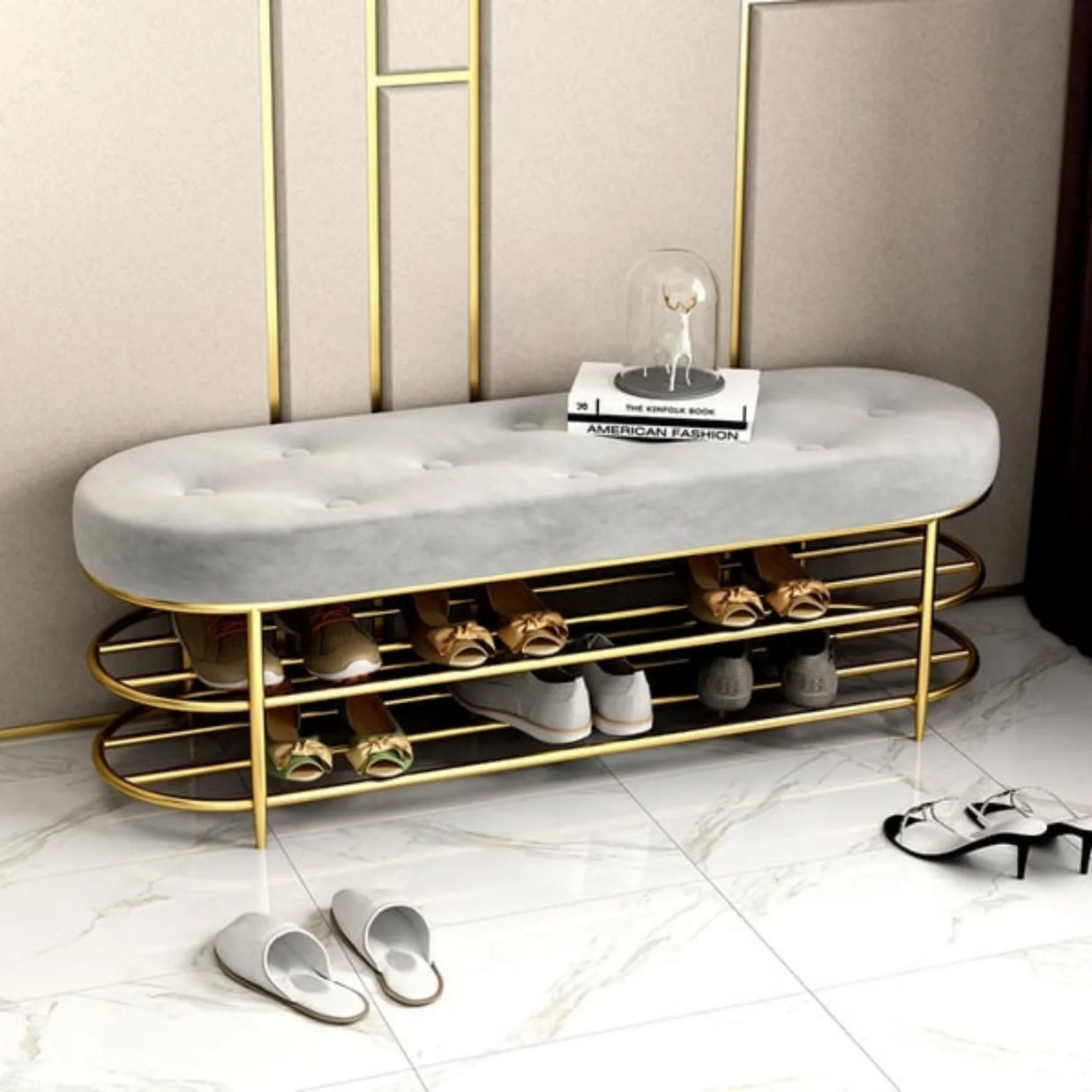 Contemporary shoe storage bench