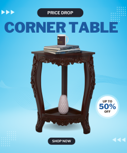 solid wood corner table