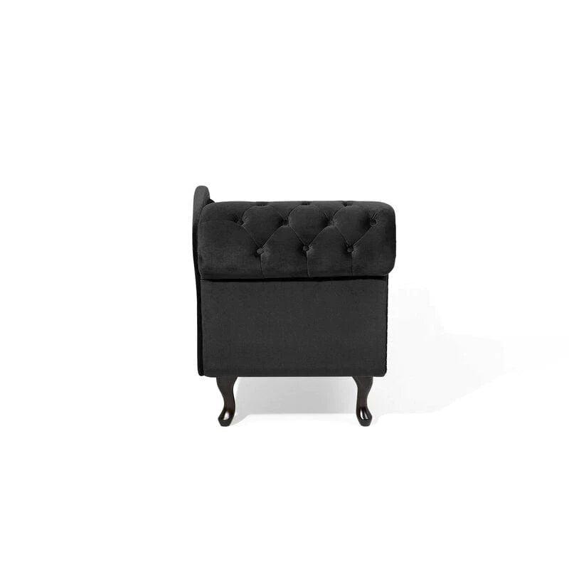 Wooden Twist Alfiler Tufted Modernize Solid Wood Couch Chaise Lounge ( Black ) - WoodenTwist