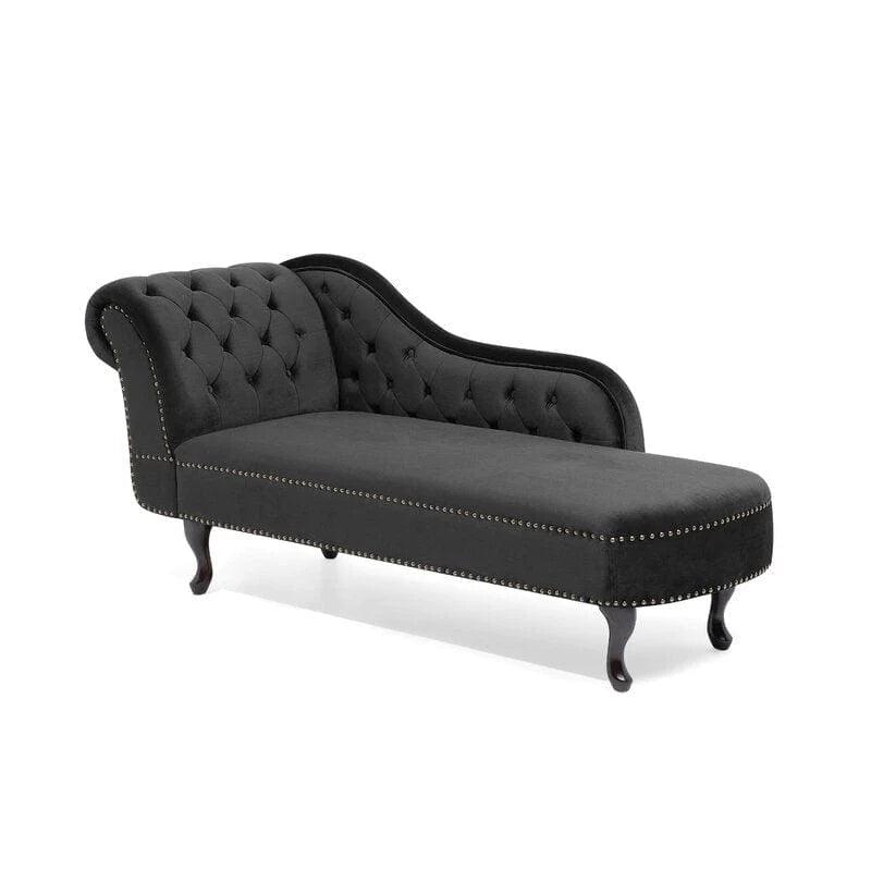 Wooden Twist Alfiler Tufted Modernize Solid Wood Couch Chaise Lounge ( Black ) - WoodenTwist