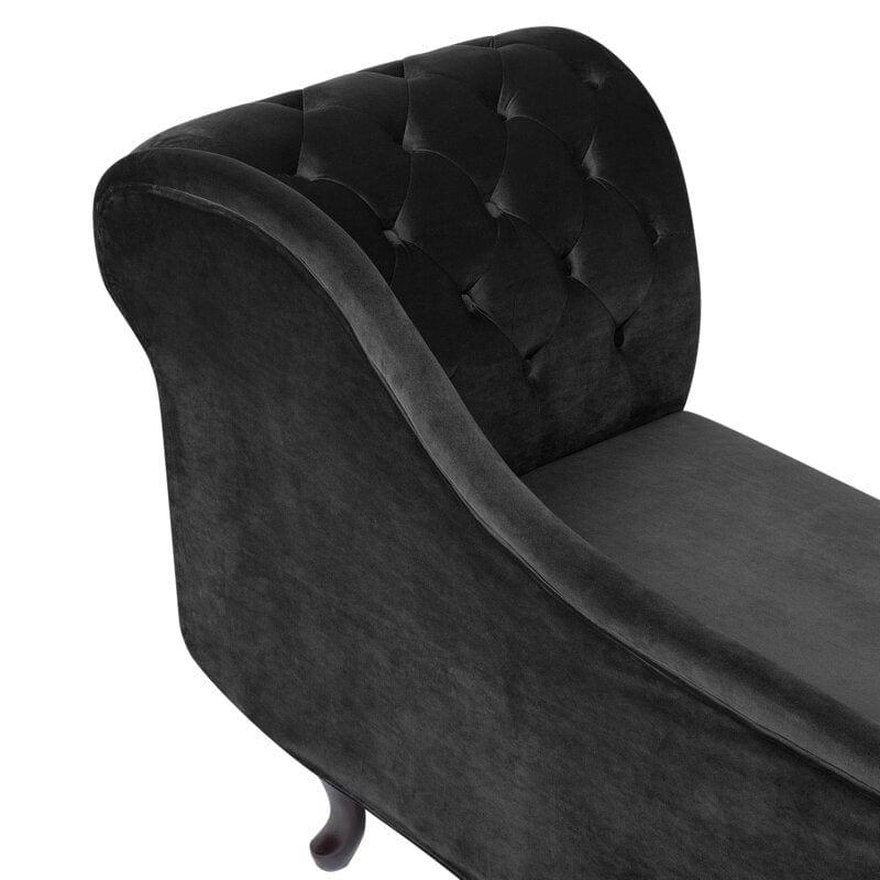 Wooden Twist Alfiler Tufted Modernize Solid Wood Couch Chaise Lounge ( Black ) - WoodenTwist