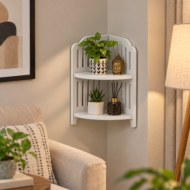 Elegante Designer Corner Wooden Shelf