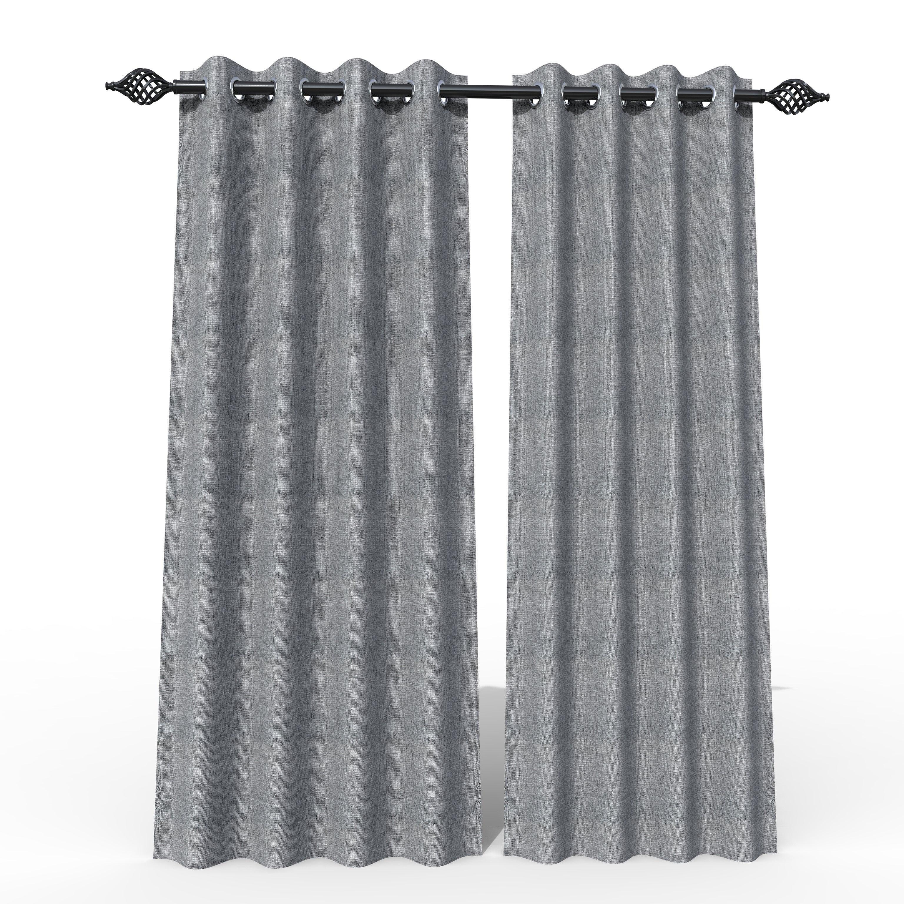 Fabrahome Light Filtering 10 Ft Rectangular Jute Fabric Curtain ( Dark Grey ) - WoodenTwist