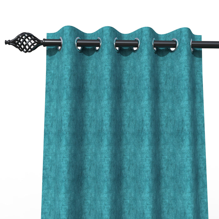 Fabrahome Light Filtering 10 Ft Rectangular Jute Fabric Curtain ( Blue ) - WoodenTwist