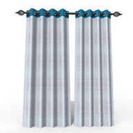 Fabrahome Light Filtering 10 Ft Rectangular Jute Fabric Curtain ( Grey & Blue ) - WoodenTwist