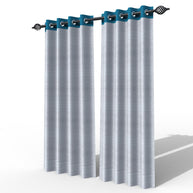 Fabrahome Light Filtering 10 Ft Rectangular Jute Fabric Curtain ( Grey & Blue ) - WoodenTwist