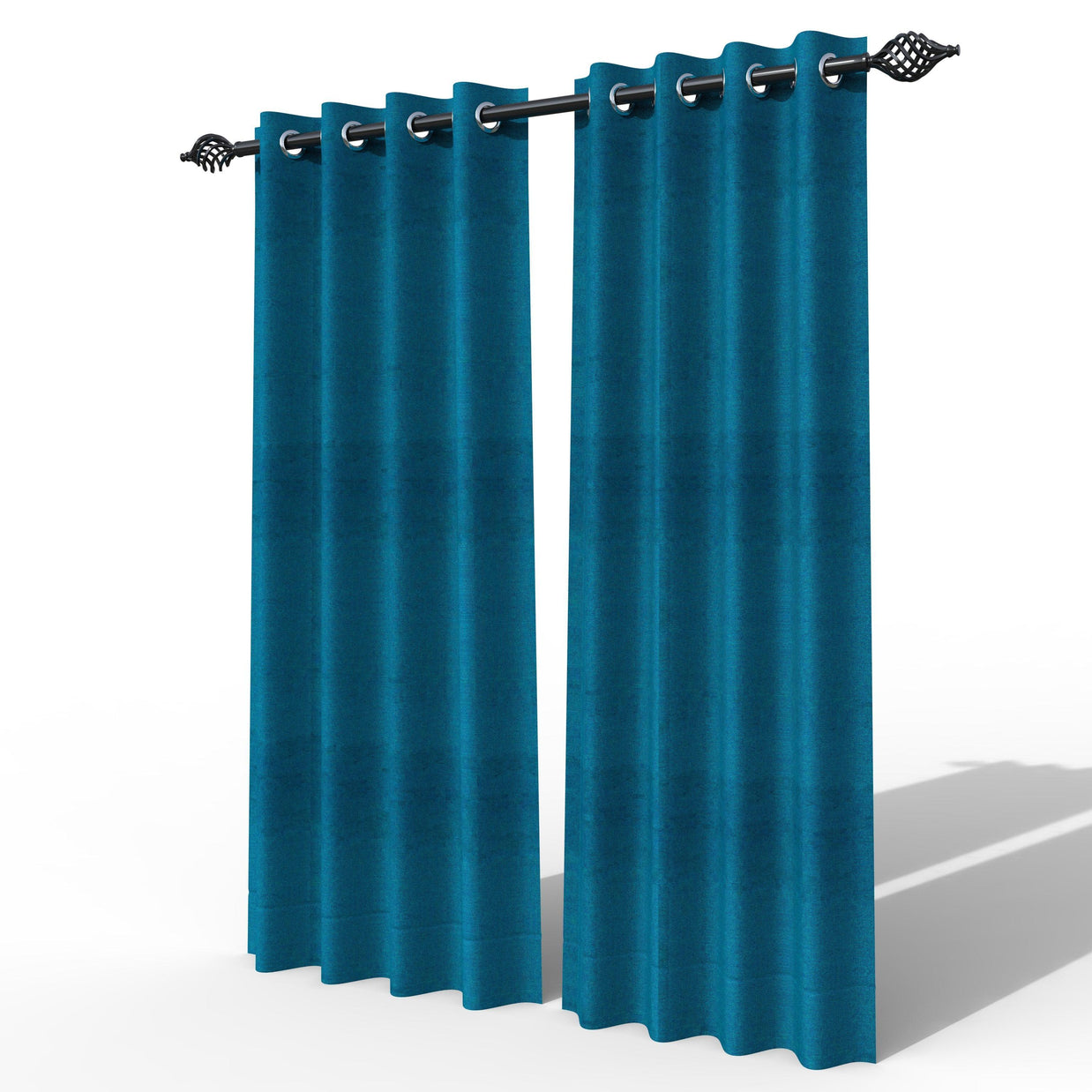 Fabrahome Light Filtering 7 Ft Rectangular Jute Fabric Curtain ( Blue ) - WoodenTwist