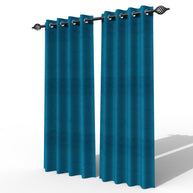 Fabrahome Light Filtering 7 Ft Rectangular Jute Fabric Curtain ( Blue ) - WoodenTwist