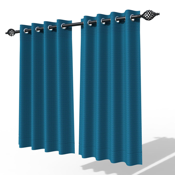 Fabrahome Light Filtering 4.5 Ft Jute Fabric Window Curtain ( Blue ) - WoodenTwist