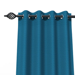 Fabrahome Light Filtering 4.5 Ft Jute Fabric Window Curtain ( Blue ) - WoodenTwist