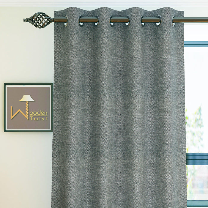 Fabrahome Light Filtering 4.5 Ft Jute Fabric Window Curtain ( Dark Grey ) - WoodenTwist