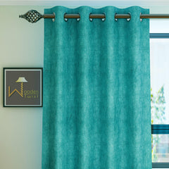 Fabrahome Light Filtering 4.5 Ft Suede Fabric Window Curtain ( Green ) - WoodenTwist