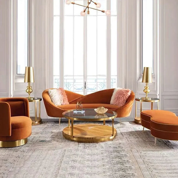 Curved 3-Seater Chaise Lounge Sofa