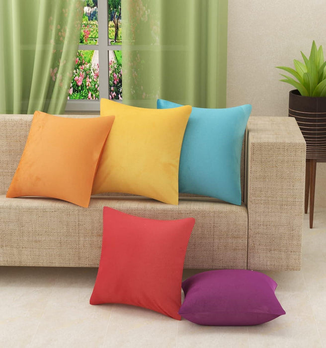 Wooden Twist Fabrahome Soft Velvet Fabric Plain Cushion Cover Pack of 2 ( Assorted ) - WoodenTwist