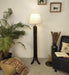 Damien Wooden Floor Lamp with Brown Base and Jute Fabric Lampshade - WoodenTwist