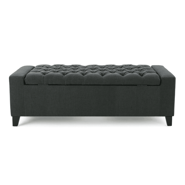 Wooden Twist Raffinée Storage Bench - Dark Gray - Side View