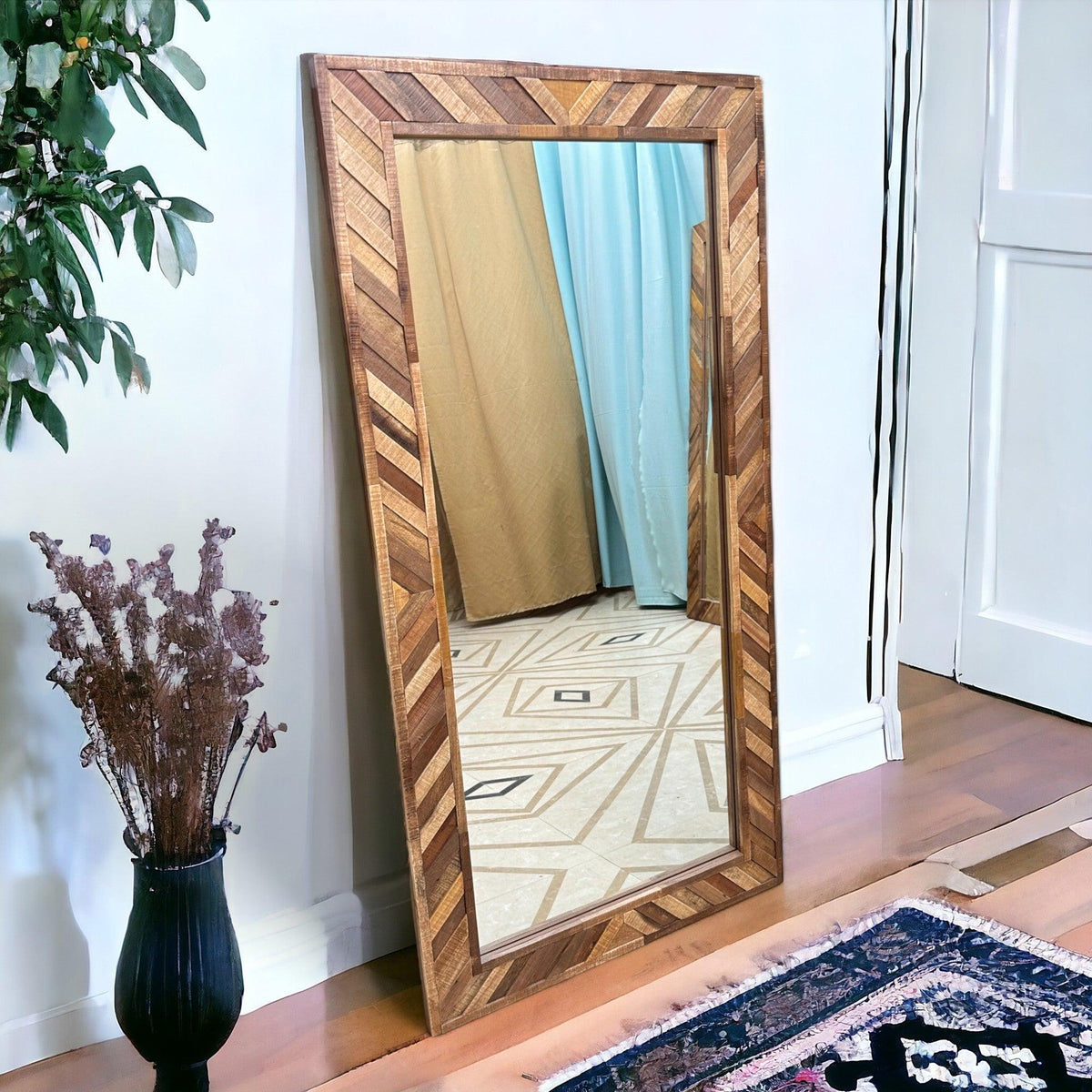 Hand-carved mango wood frame