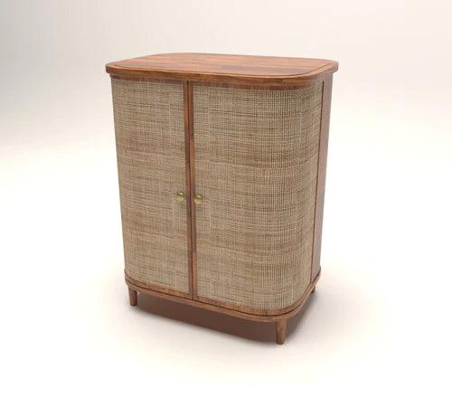 Wooden Twist Hunky Curve Rattan Rosewood Door Cabinet Storage Rustic Storage Organizer for Home Décor - WoodenTwist