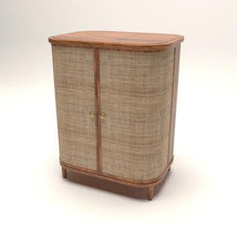 Wooden Twist Hunky Curve Rattan Rosewood Door Cabinet Storage Rustic Storage Organizer for Home Décor - WoodenTwist