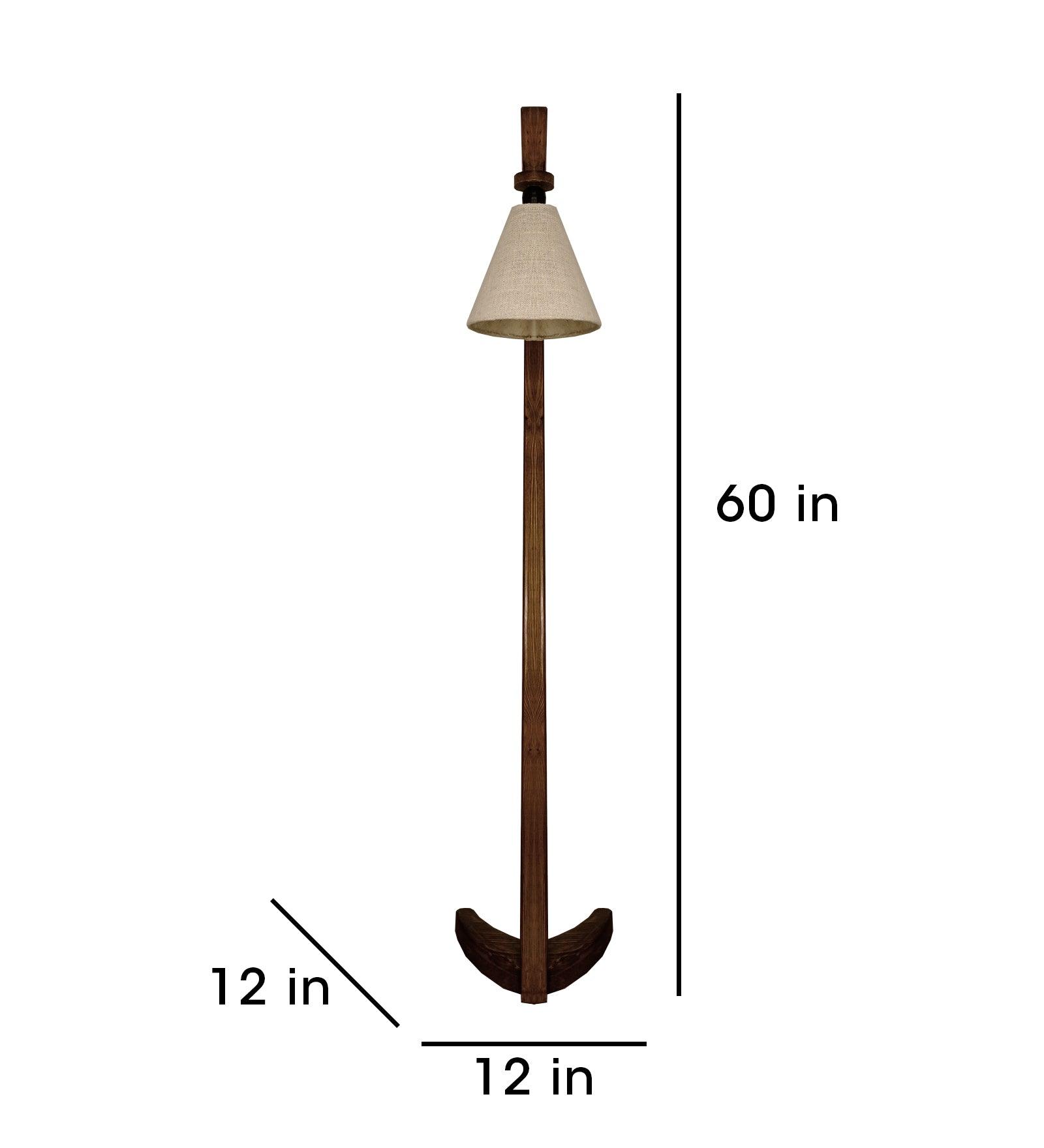 Druid Wooden Floor Lamp with Brown Base and Jute Fabric Lampshade - WoodenTwist