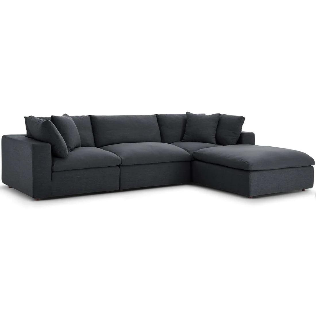 Wooden Twist Modernize Relleno L-Shape 4 Piece Sectional Sofa Set - WoodenTwist