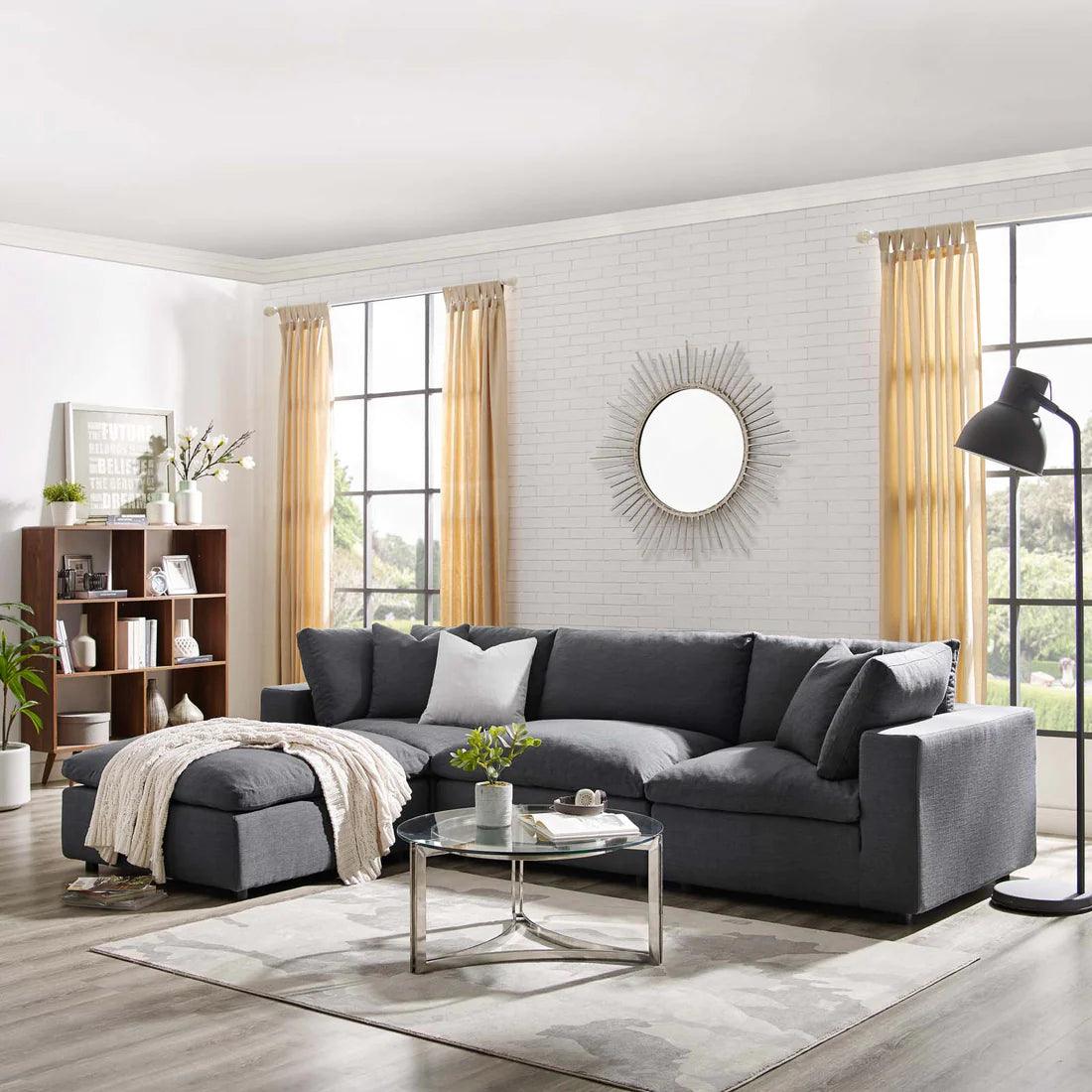 Wooden Twist Modernize Relleno L-Shape 4 Piece Sectional Sofa Set - WoodenTwist