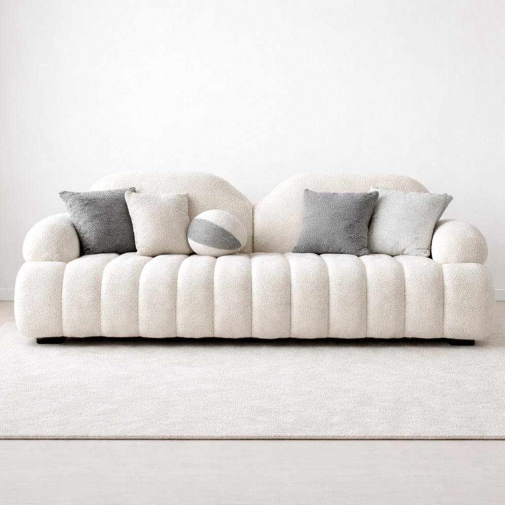 ELARA Ribbed Boucle 3-Seater Sofa