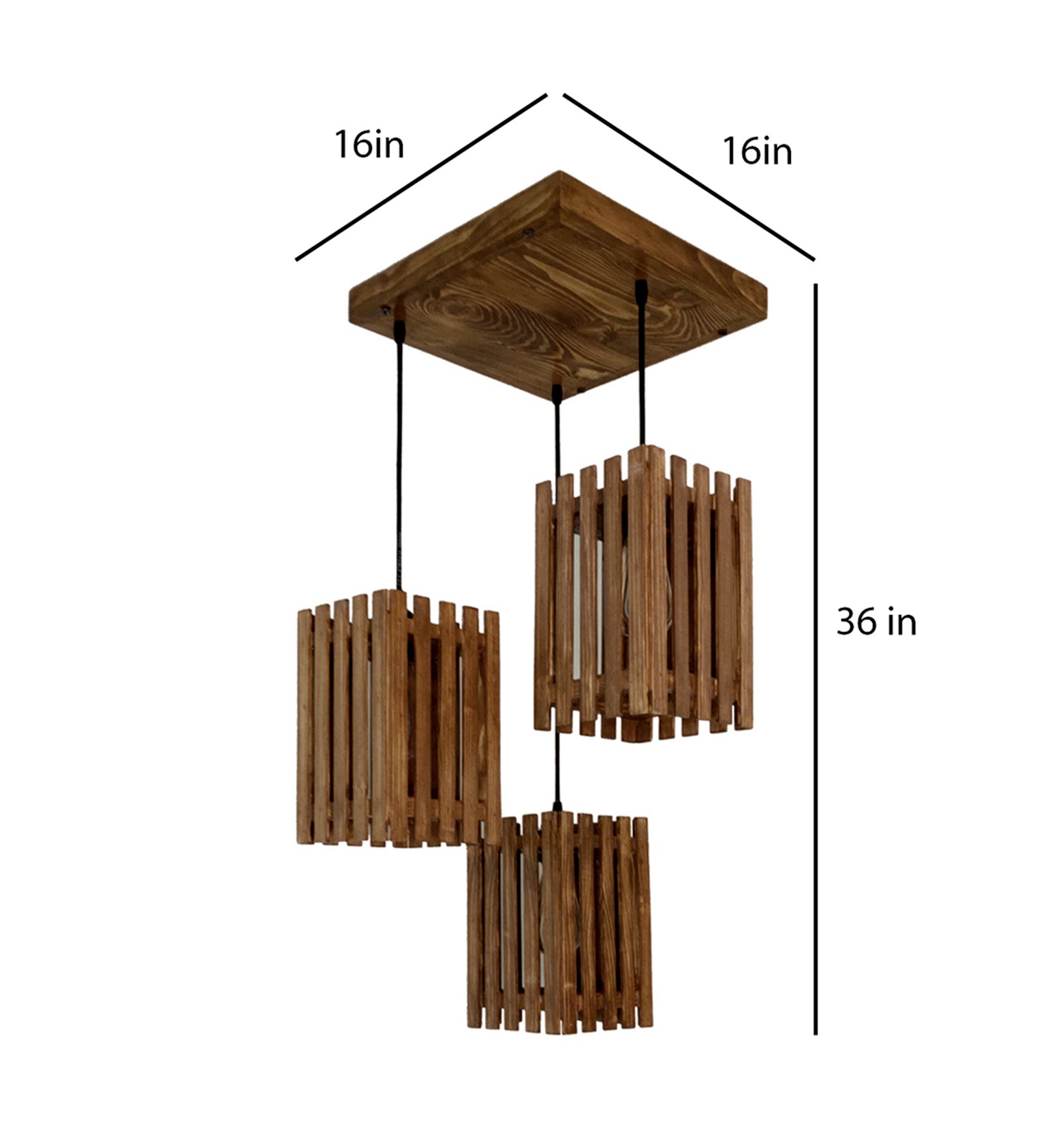 Elegant Wooden Cluster Hanging Lamp (Brown)