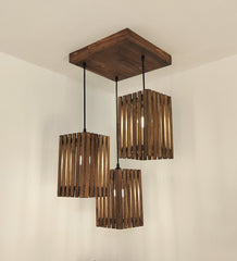 Elegant Wooden Cluster Hanging Lamp (Brown)