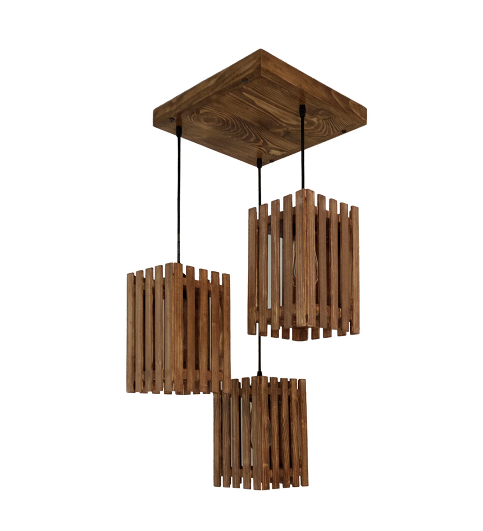 Elegant Wooden Cluster Hanging Lamp (Brown)