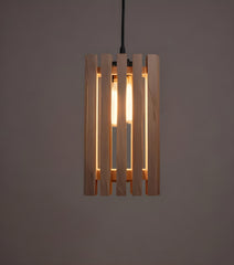 Elegant Beige Wooden Single Hanging Lamp