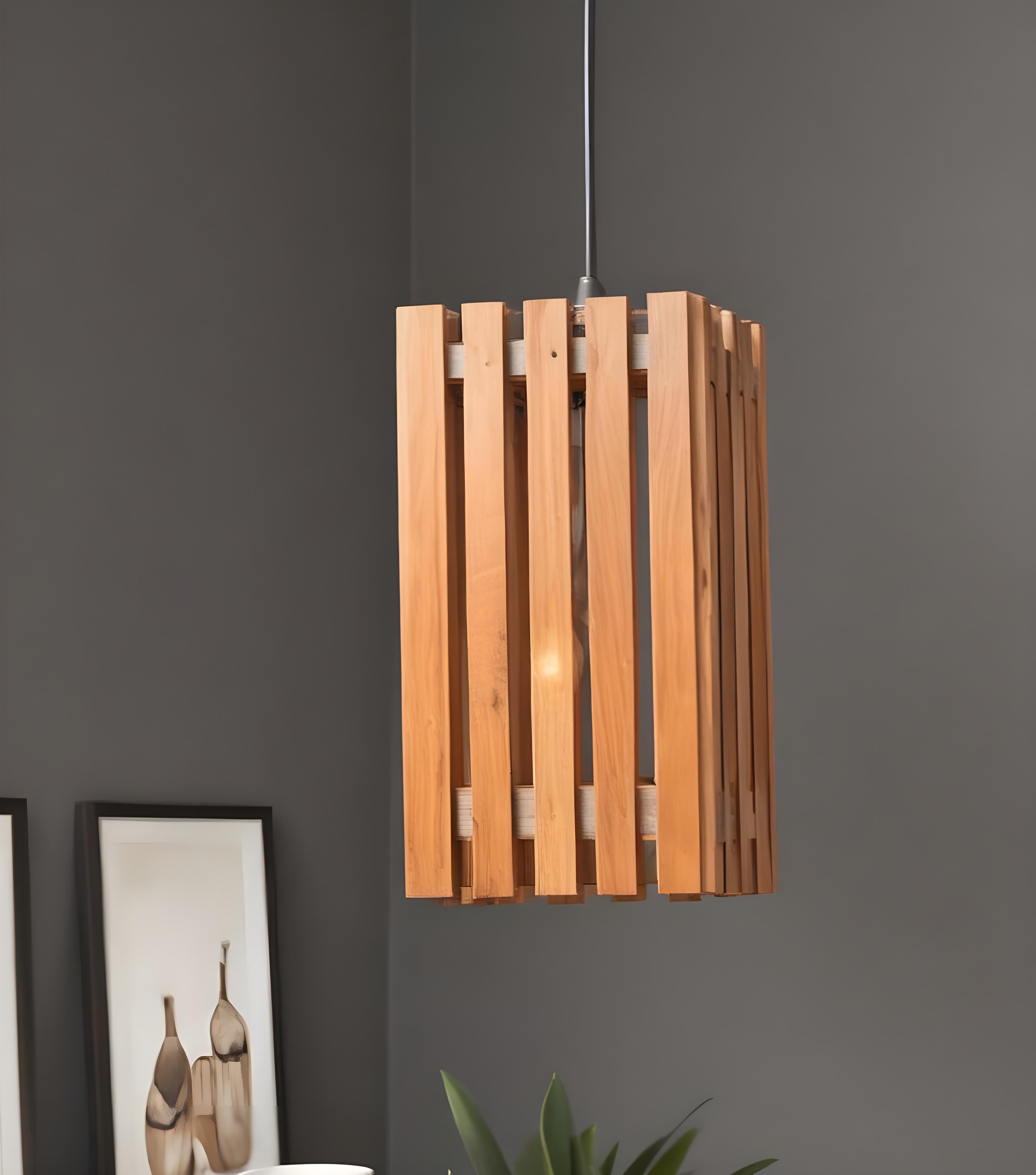 Elegant Brown Wooden Single Hanging Lamp