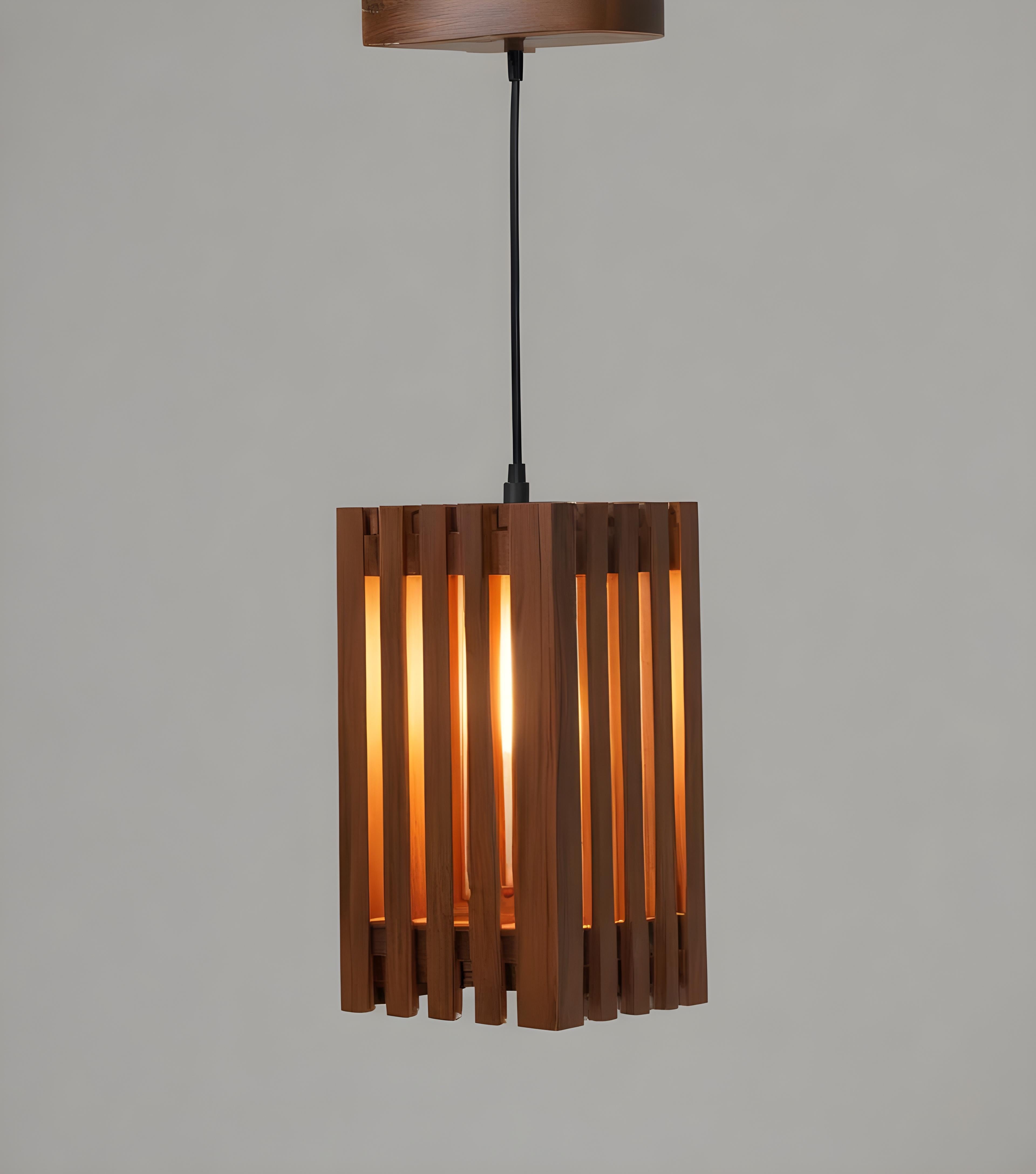 Elegant Brown Wooden Single Hanging Lamp