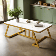 Wooden Twist Klyvorn Stylish Rectangular Coffee Table with Marble-Like Finish Modern & Elegant for Living Room Decor - Wooden