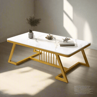 Wooden Twist Klyvorn Stylish Rectangular Coffee Table with Marble-Like Finish Modern & Elegant for Living Room Decor - Wooden