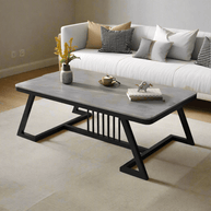 Wooden Twist Klyvorn Stylish Rectangular Coffee Table with Marble-Like Finish Modern & Elegant for Living Room Decor - Wooden