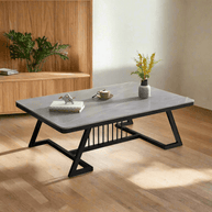 Wooden Twist Klyvorn Stylish Rectangular Coffee Table with Marble-Like Finish Modern & Elegant for Living Room Decor - Wooden