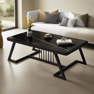 Wooden Twist Klyvorn Stylish Rectangular Coffee Table with Marble-Like Finish Modern & Elegant for Living Room Decor - Wooden