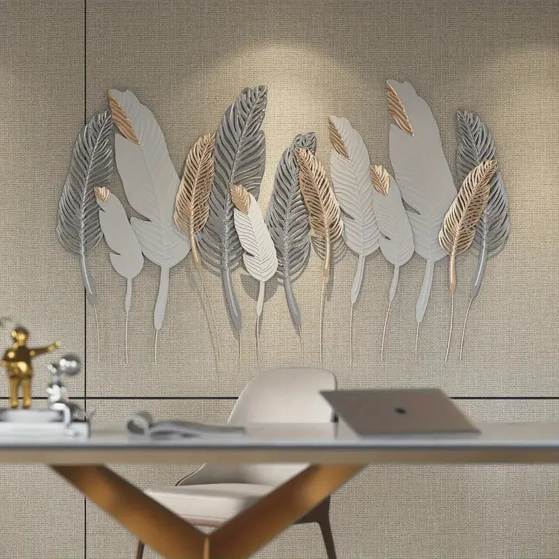 Elegant feather-inspired metal art 