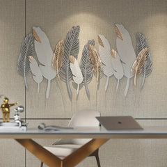 Elegant feather-inspired metal art 