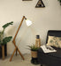 Emphasis Wooden Floor Lamp with Brown Base and Beige Fabric Lampshade - WoodenTwist
