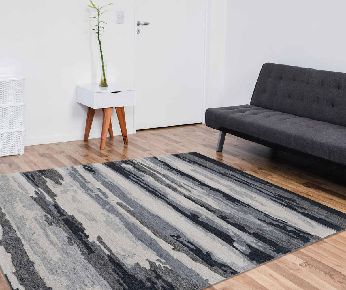 Hand Tufted Abstract Dark Grey Color Carpet - WoodenTwist