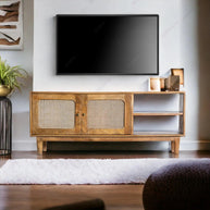 Wooden Twist Cavity Carved Mango Wood Coffee Table Rustic Living Room Centerpiece - WoodenTwist