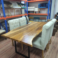 Wooden Twist Mango Wood and Wrought Iron Vintage Dining Table Rustic Industrial Design for Home Decor - WoodenTwist