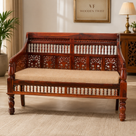 Wooden Intricate Motif Designs Couches (2 Seater Sofa)