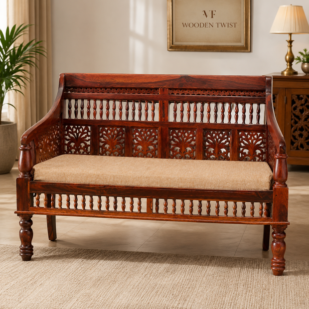 Wooden Intricate Motif Designs Couches (2 Seater Sofa)