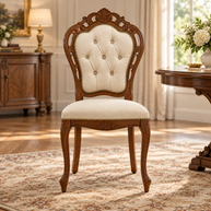 Wooden Twist Muzryo Hand Carved Teak Wood Dining Chair (Brown) - Front View