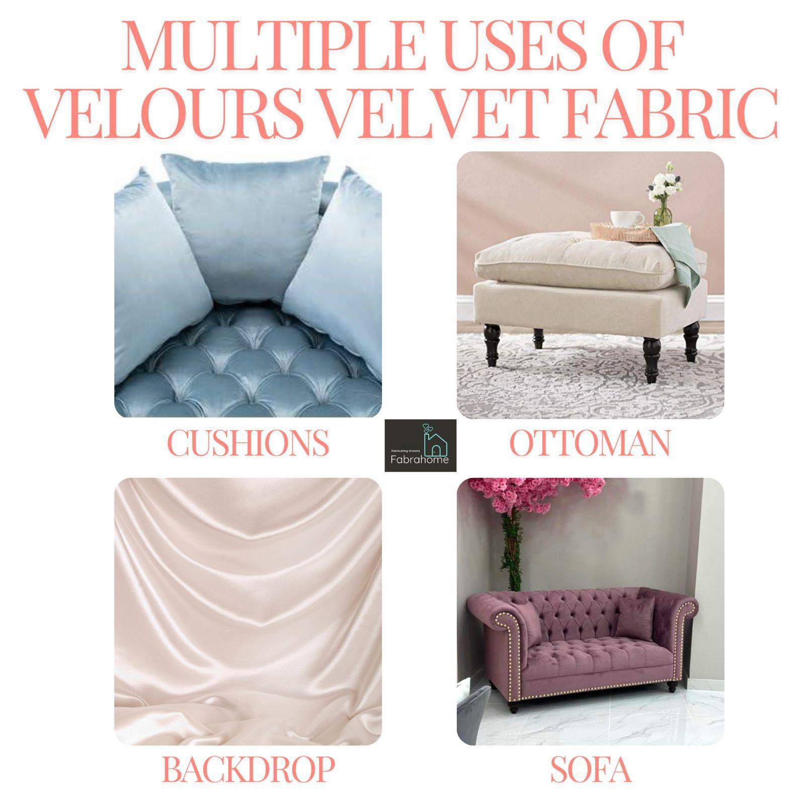 Fabrahome Velours Velvet Solid Dyed Fabric Decorative Soft Smooth Silky Cloth for Sofa, Furnishing, Upholstery, Curtains, Cus