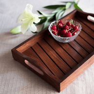 Sheesham wood engraved serving tray - full view