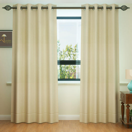 Fabrahome Light Filtering 10 Ft Rectangular Jute Fabric Curtain ( Beige ) - WoodenTwist